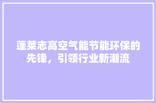 蓬莱志高空气能节能环保的先锋，引领行业新潮流 水电维修