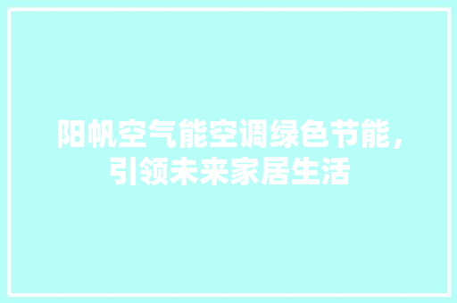 阳帆空气能空调绿色节能，引领未来家居生活 翻新改色