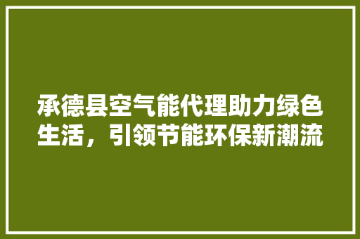 承德县空气能代理助力绿色生活，引领节能环保新潮流 清洁保养