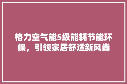 格力空气能5级能耗节能环保，引领家居舒适新风尚 家居维修