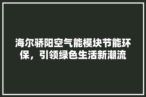 海尔骄阳空气能模块节能环保，引领绿色生活新潮流 家电维护