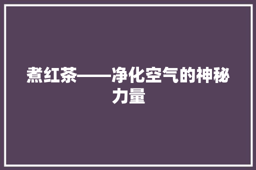 煮红茶——净化空气的神秘力量 旧房改造