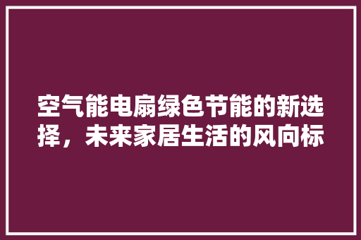 空气能电扇绿色节能的新选择，未来家居生活的风向标 局部翻新