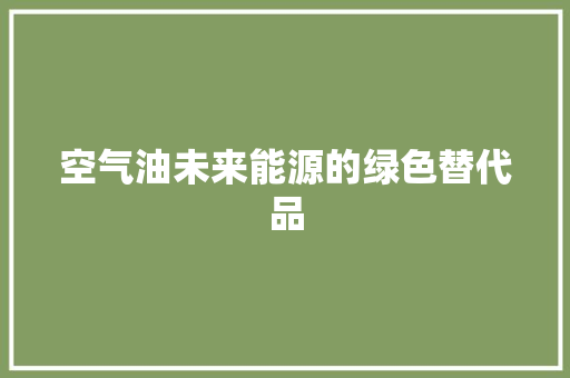 空气油未来能源的绿色替代品 洗衣机