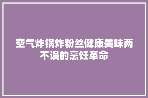 空气炸锅炸粉丝健康美味两不误的烹饪革命 热水器