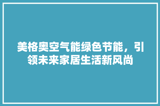 美格奥空气能绿色节能，引领未来家居生活新风尚 清洁保养
