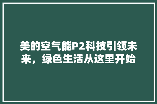 美的空气能P2科技引领未来，绿色生活从这里开始 家具修理
