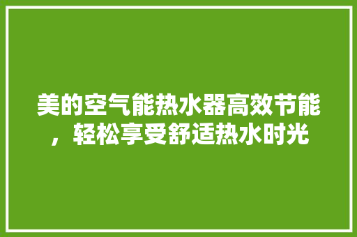 美的空气能热水器高效节能，轻松享受舒适热水时光 龙头管件