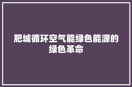 肥城循环空气能绿色能源的绿色革命 家居维修