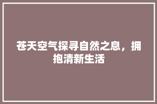 苍天空气探寻自然之息,拥抱清新生活 装修设计 苍天空气探寻自然之息,拥抱清新生活 装修设计