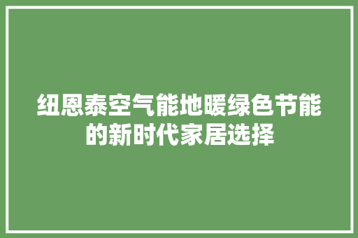 纽恩泰空气能地暖绿色节能的新时代家居选择 洁具维修