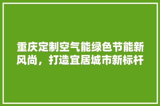 重庆定制空气能绿色节能新风尚，打造宜居城市新标杆 家电维护
