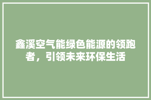 鑫溪空气能绿色能源的领跑者，引领未来环保生活 洁具维修
