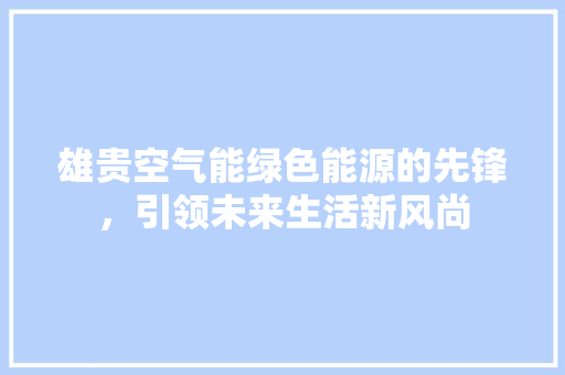雄贵空气能绿色能源的先锋，引领未来生活新风尚 家电维护
