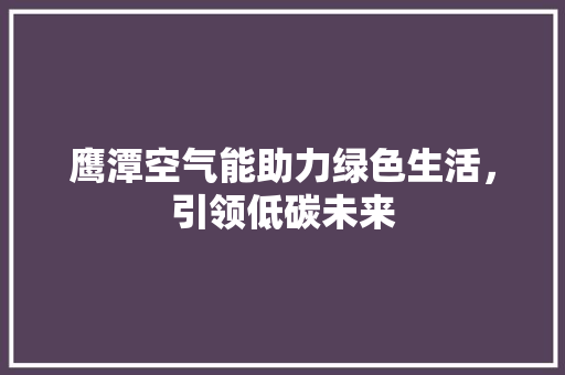 鹰潭空气能助力绿色生活，引领低碳未来 装修设计