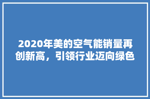 2020年美的空气能销量再创新高，引领行业迈向绿色未来 洗衣机