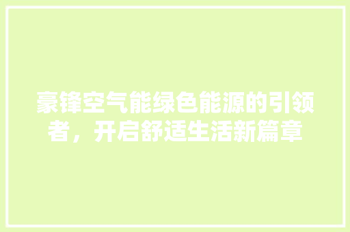豪锋空气能绿色能源的引领者，开启舒适生活新篇章 洗衣机