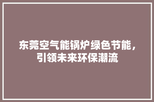 东莞空气能锅炉绿色节能，引领未来环保潮流 水电维修