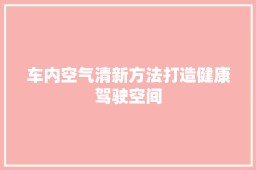 车内空气清新方法打造健康驾驶空间 翻新改色