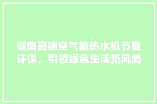 湖南高端空气能热水机节能环保，引领绿色生活新风尚 家电维护