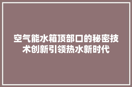 空气能水箱顶部口的秘密技术创新引领热水新时代 洗衣机