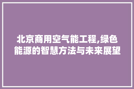 北京商用空气能工程,绿色能源的智慧方法与未来展望_北京商用空气能工程 北京商用空气能工程,绿色能源的智慧方法与未来展望_北京商用空气能工程 热水器